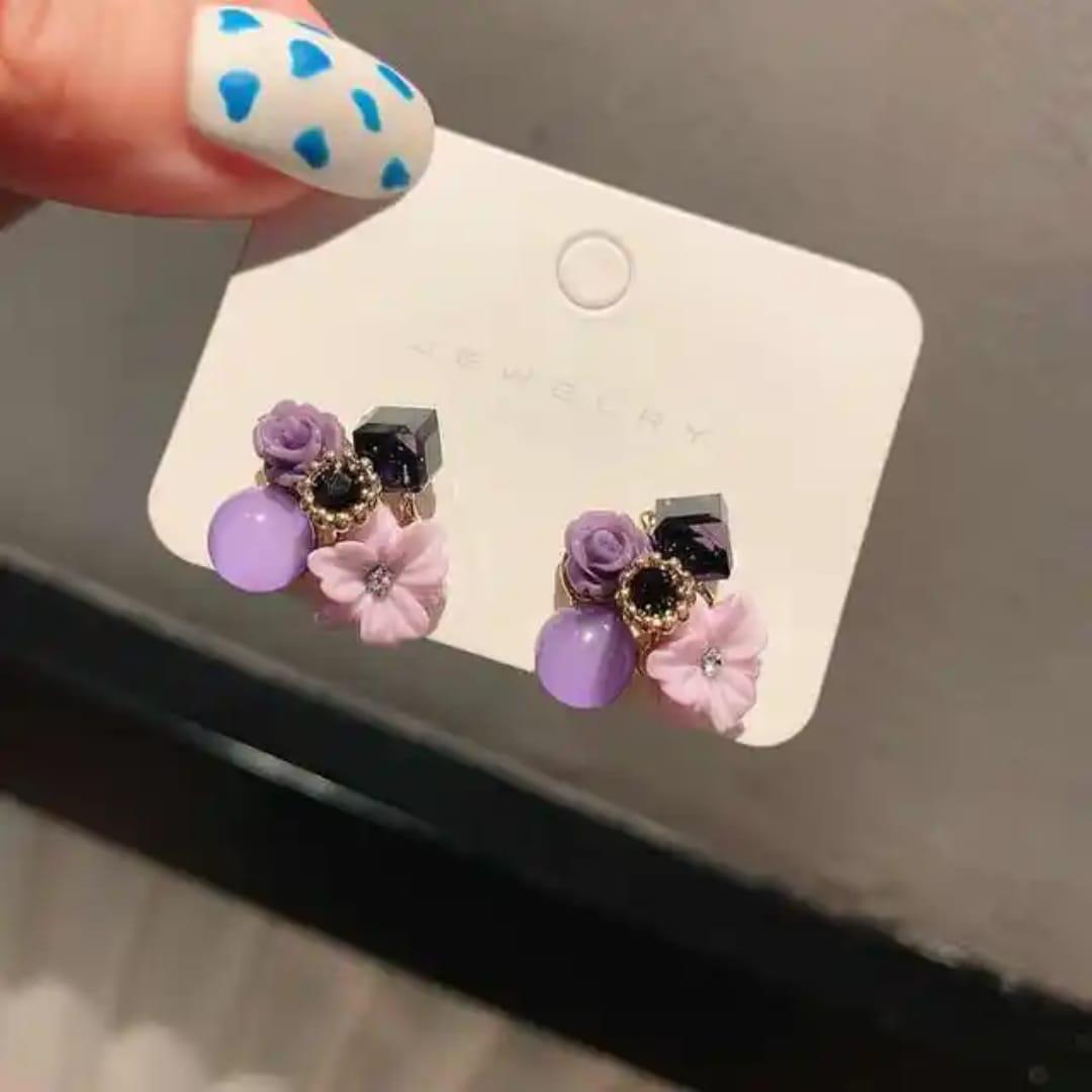 Lavender Bloom Stone Earrings