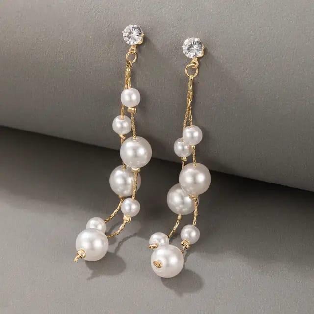 pearl drop chain earrings