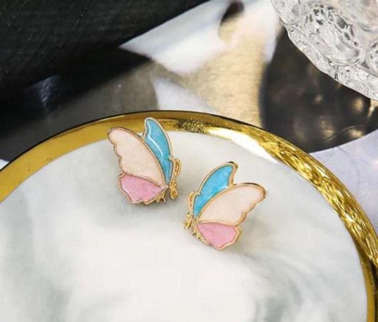 Multi Color Butterfly Studs