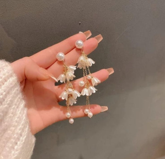 Pearl Flower Drop Earrings