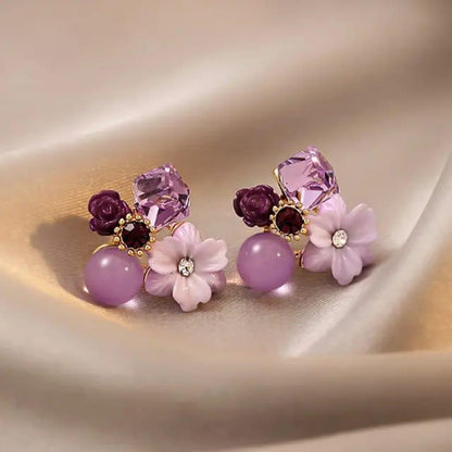 Lavender Bloom Stone Earrings