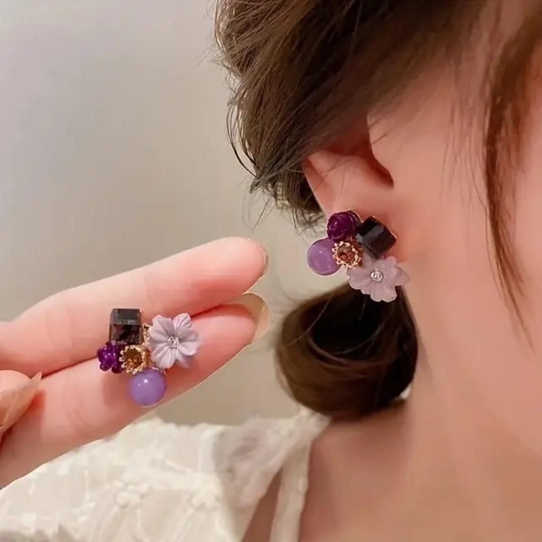 Lavender Bloom Stone Earrings