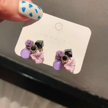 Lavender Bloom Stone Earrings