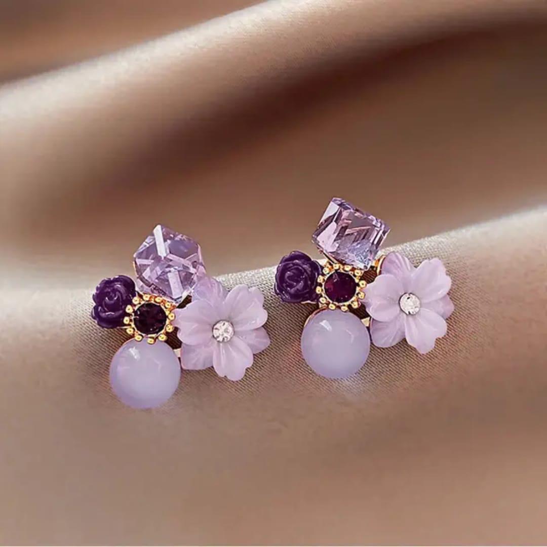 Lavender Bloom Stone Earrings