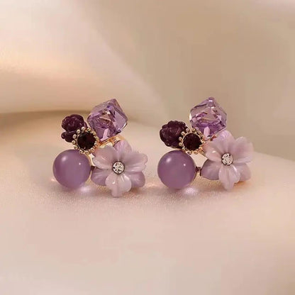 Lavender Bloom Stone Earrings