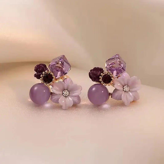 Lavender Bloom Stone Earrings