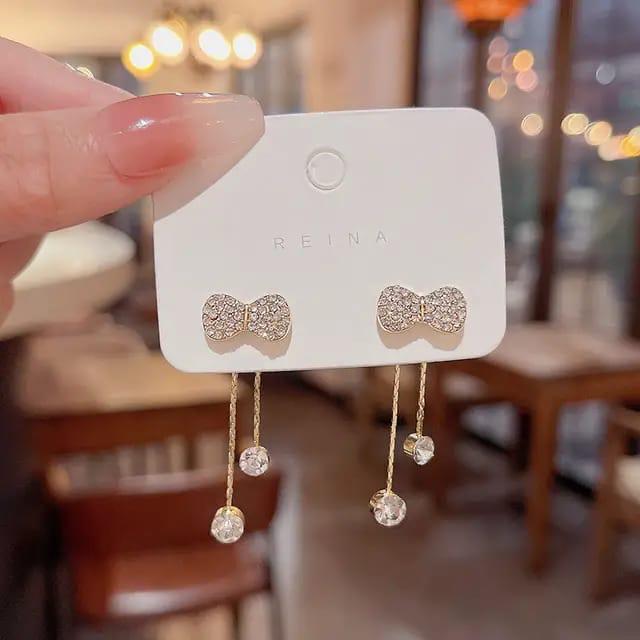 Bow drop detachable earrings