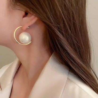 Big pearl gold hoops