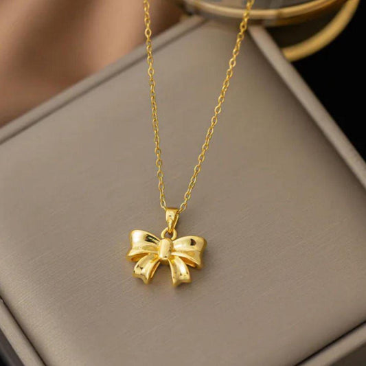 Trending Anti Tarnish Minimal Bow Neckpiece