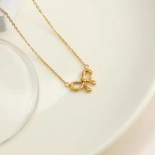 Anti Tarnish Bow Minimal Necklace