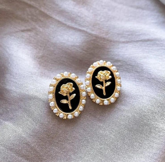 Black Gold Rose Studs