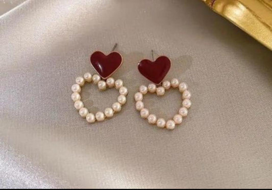 Cute Heart Pearl Style Earrings