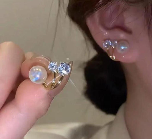 Minimal Stone Pearl Detachable Studs