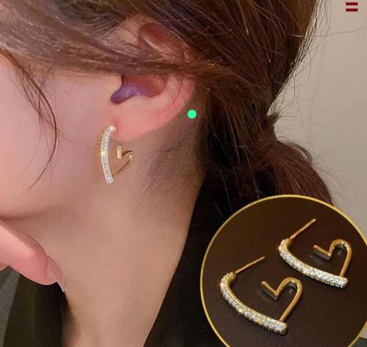 Minimal Muli Stone Heart Hoops